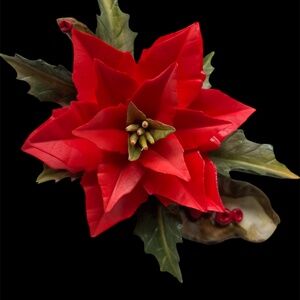 NAPOLEON Authentic Capodimonte Italy Poinsettia Flower Figurine